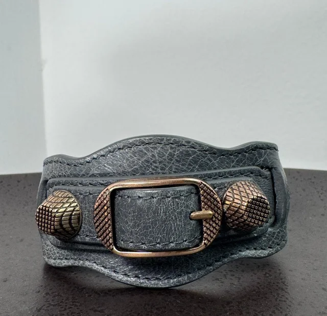 Balenciaga Leather Moto Cuff Wide Bracelet Rose Gold Hardware Small S Italy in gray Leather from Poshmark