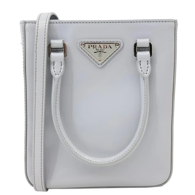 Prada Mini Spazzolato Leather Tote Bag Grey in Grey Leather from Dallas Designer Handbags