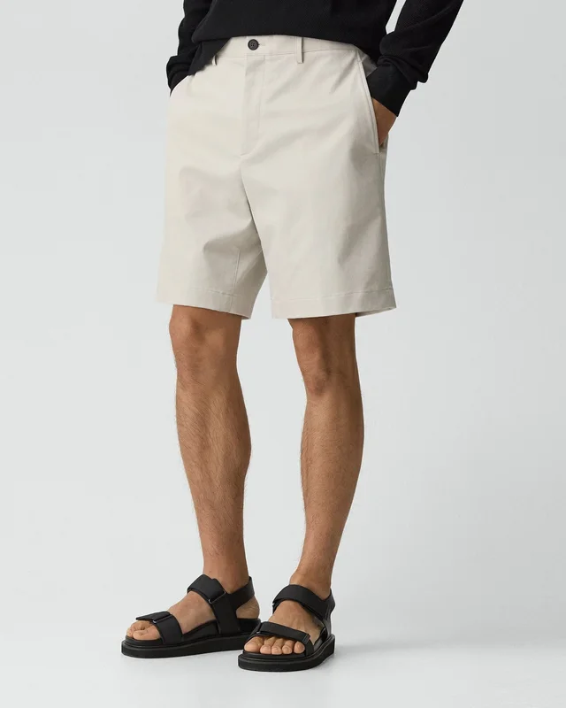 Theory Standard Chino Short in Moonsoft Cotton in SILVER CLOUD 97% Cotton, 3% Spandex, photo 4 of 12 from Theory