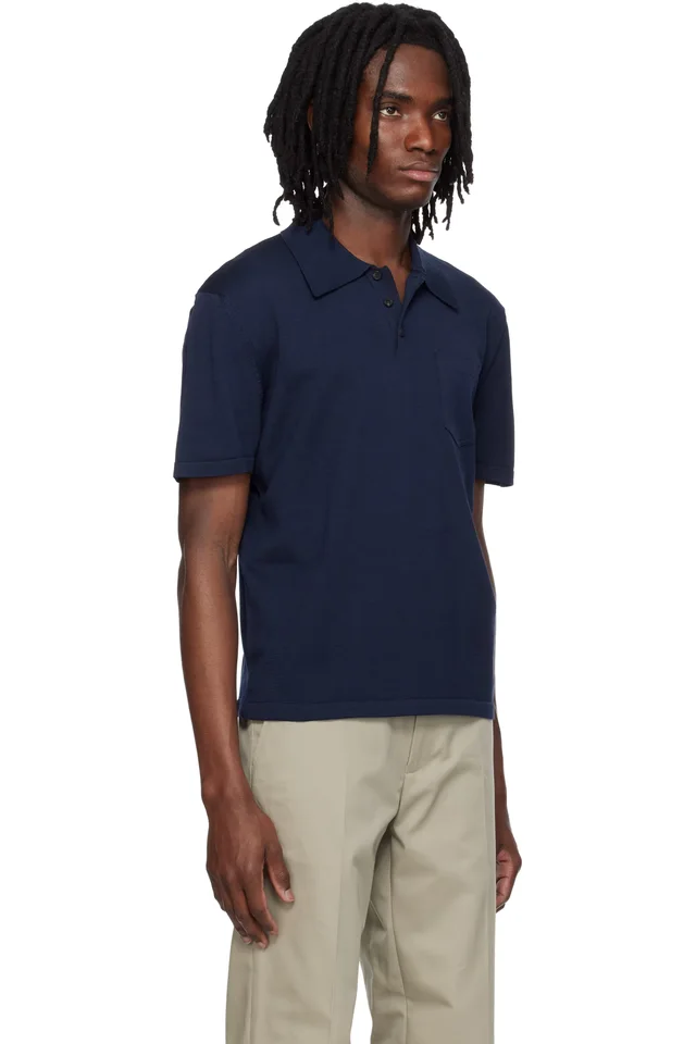 A.P.C. Navy Colin Polo, photo 2 of 4 from SSENSE