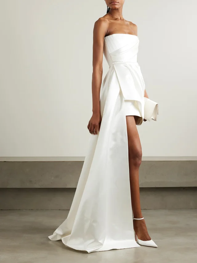 ALEX PERRY Blair asymmetric draped satin gown in White, photo 2 of 2 from NET-A-PORTER (Canada)