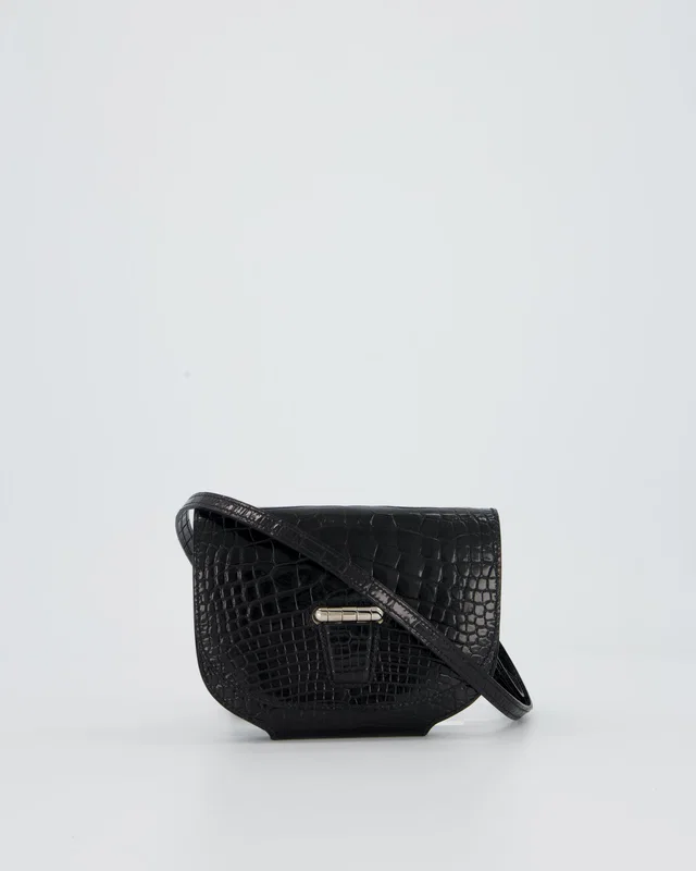 Hermès Mini Convoyeur Bag in Black Crocodile from Sellier