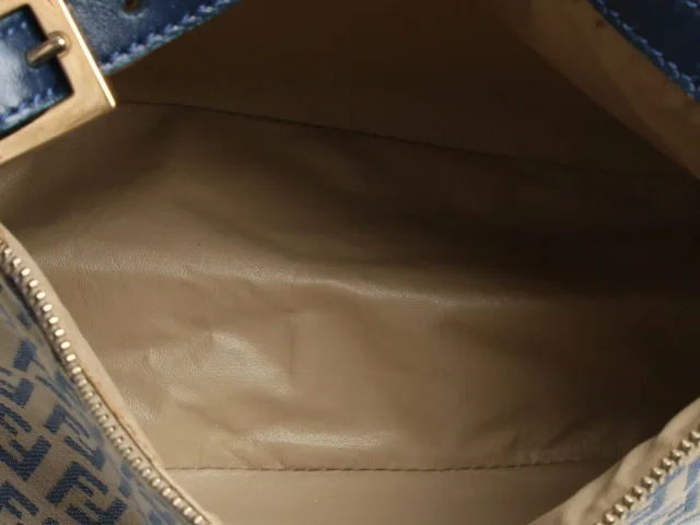 Fendi Vintage Blue and Cream Canvas Zucca Pochette in White Canvas from Ann's Fabulous Finds, photo 8 of 9