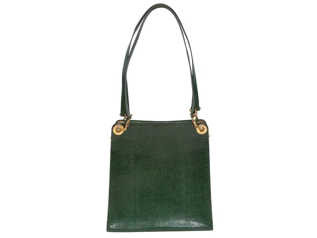 Vintage Green Celine Lizard Handbag in Green Lizard from Designer Revival