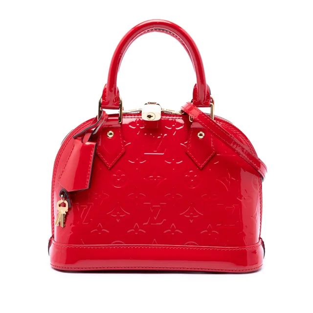 Red Louis Vuitton Monogram Vernis Alma BB Satchel in Red Leather from Designer Revival