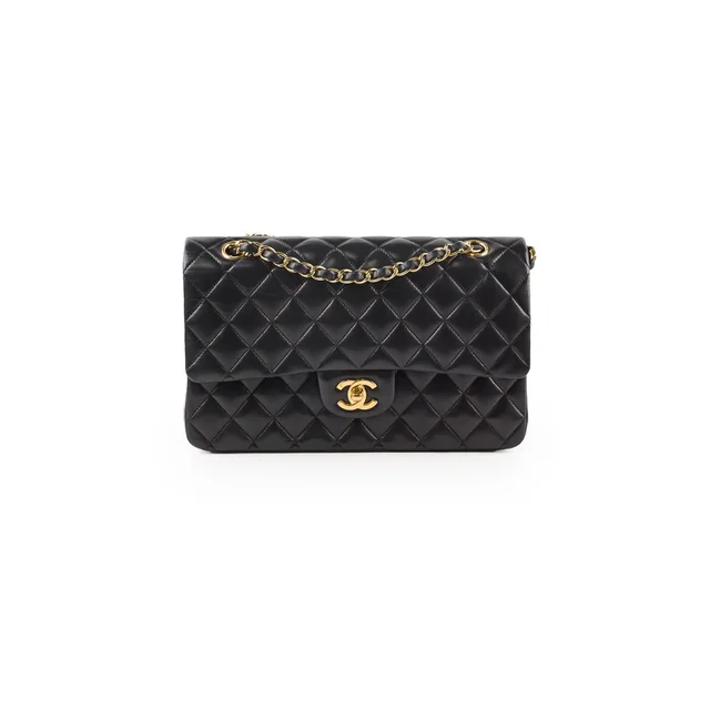 Chanel Medium Classic Flap Black Lambskin GHW in Black Lambskin from The Purse Affair