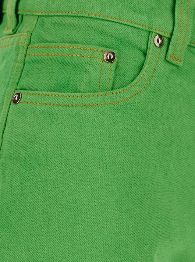 VERSACE 'Capri' Green Five-Pocket Jeans with Medusa Patch on the Back In cotton for Women in Green 100% Cotton, photo 5 of 6 from Gaudenzi Boutique