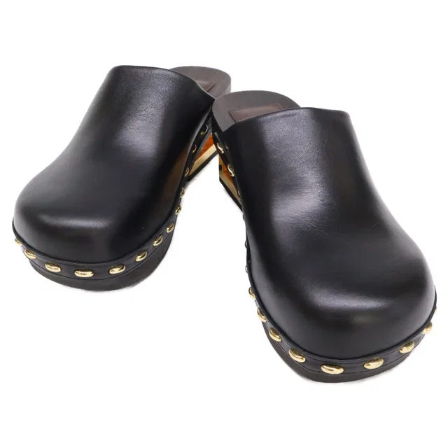 Fendi Smooth Leather Studded Clog Sandals in Leather from The Reluxe