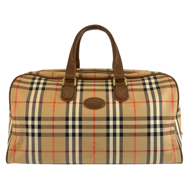 Burberry Burberrys Check Canvas Leather Boston Bag in Canvas from LuxUness