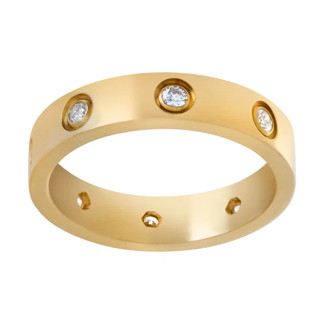 Cartier Love wedding band in 18k with diamonds in Yellow Gold from Gray And Sons
