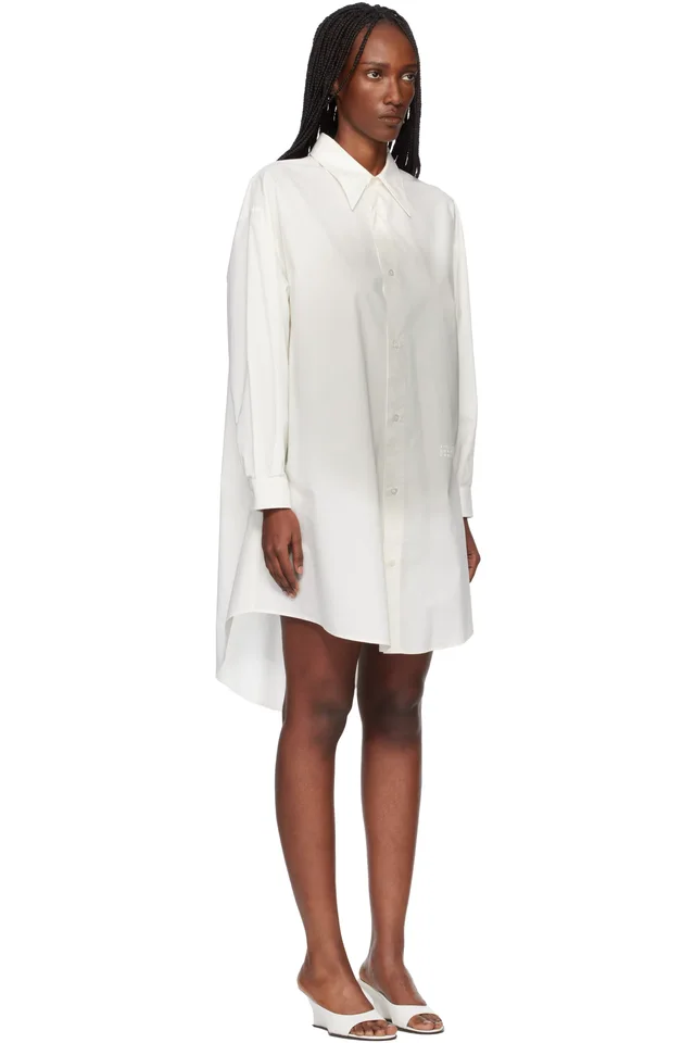 MM6 Maison Margiela Off-White Cotton Poplin Minidress, photo 2 of 4 from SSENSE