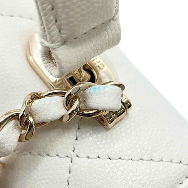 Chanel Matelasse Top Handle ChainShoulder Bag WhiteAS4711 Caviar Leather Size Mini in Caviar leather from GALLERY RARE, photo 14 of 17