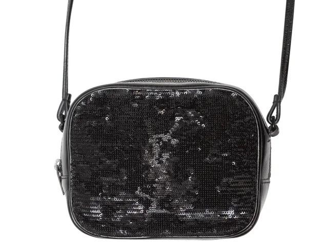 Black Saint Laurent Blogger Sequin Crossbody Bag in Black Leather from Designer Revival