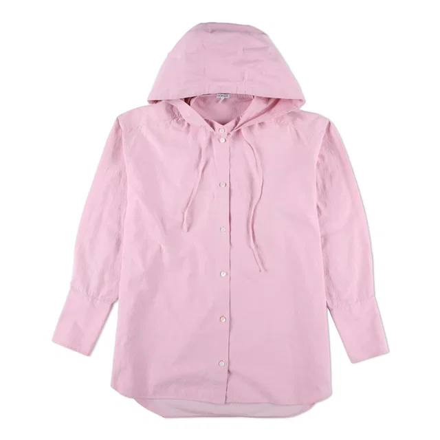 Loewe Anagram Cotton Hooded Shirt in Woven leather from HEWI