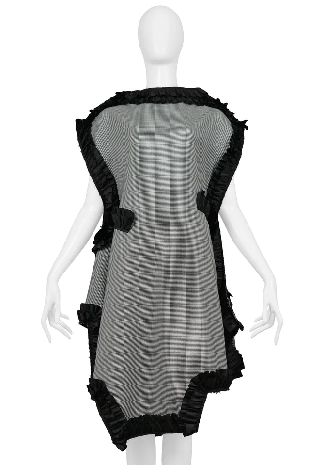 Comme des Garçons Houndstooth Check Ribbon Dress 2013 in Woven leather from Resurrection Vintage