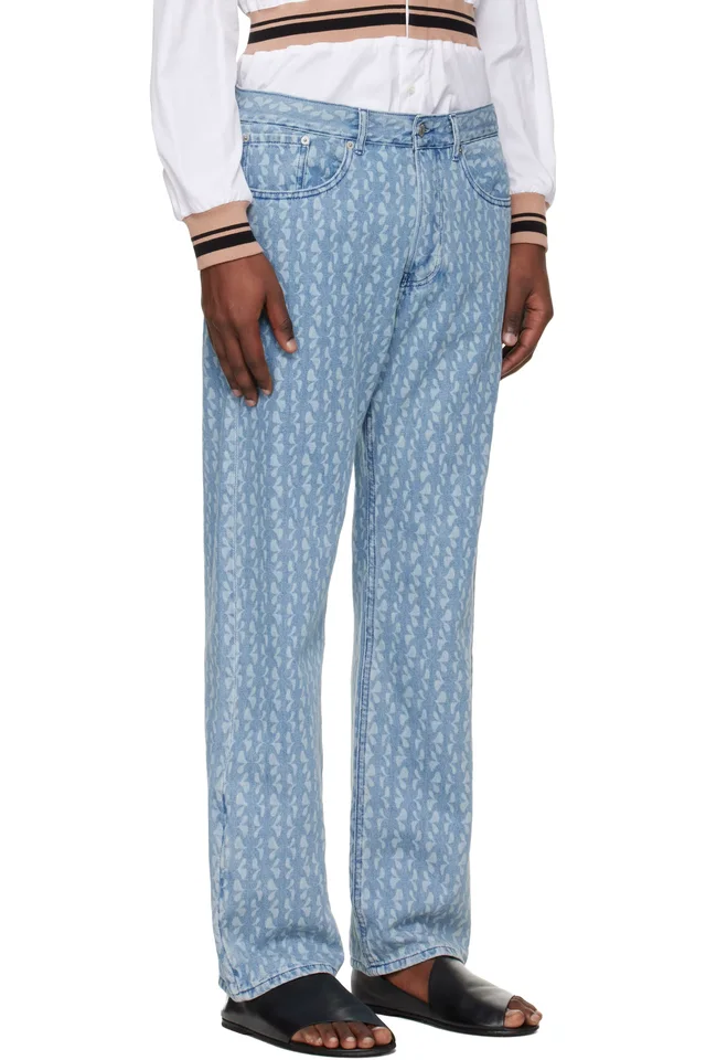 Dries Van Noten Blue Printed Jeans, photo 2 of 2 from SSENSE