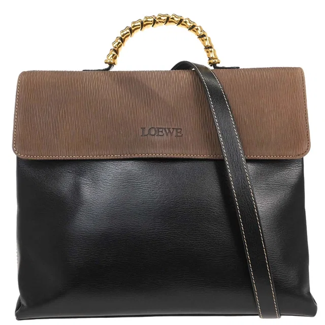 Loewe Black Leather Velasquez 2way Shoulder Handbag in Black Leather from AMORE Vintage Tokyo