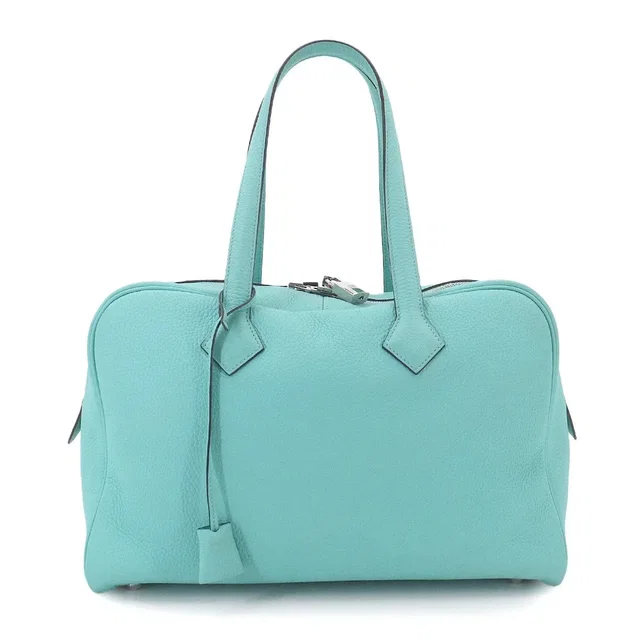Hermès Victoria2 35 Hand Bag Taurillon Clemence Blue Saint Cyr in Blue Clemence leather from Luxury Promise