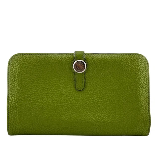 Hermès D Ring Belt Opening/Close Bifold Dogon GM Wallet in Clemence leather from The Reluxe