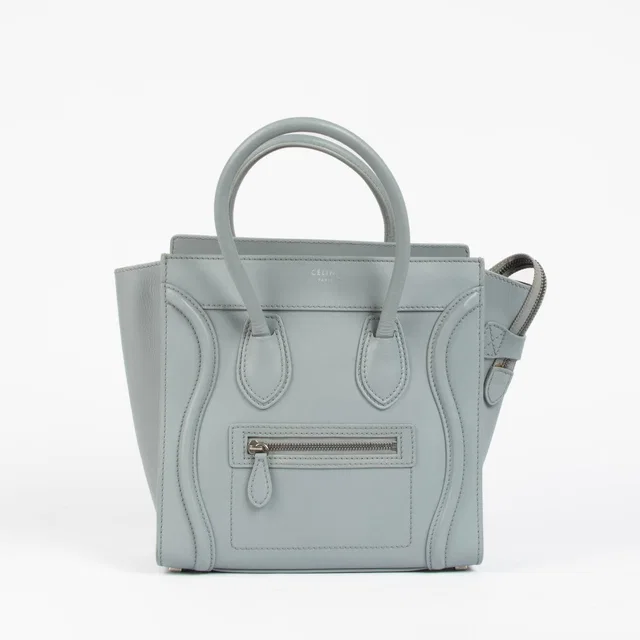 Celine Baby Blue Micro Luggage Top Handle Bag in Blue Leather from Labellov