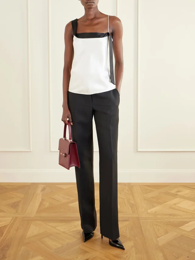 TOM FORD Asymmetric draped two-tone silk-satin camisole in Black, photo 2 of 2 from NET-A-PORTER (Canada)