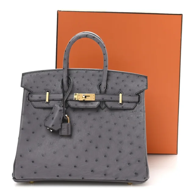 Hermès Birkin 25 Gris Agate in Grey Ostrich from FASHIONPHILE, photo 11 of 11