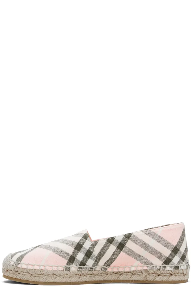 Burberry Pink & Khaki Check Mews Espadrilles​, photo 3 of 5 from SSENSE