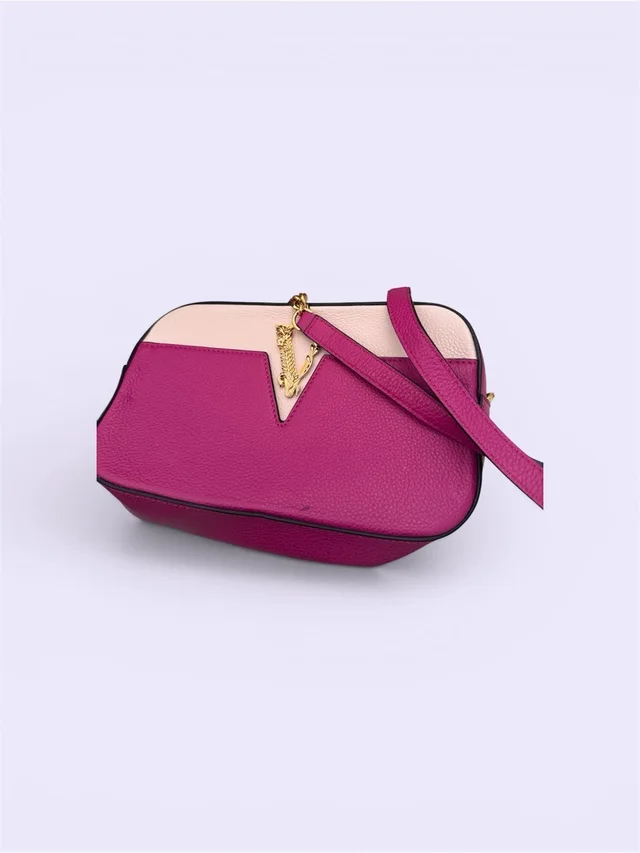 Versace And Blush Two-Tone Crossbody With Gold V Charm in pink Leather from Poshmark, photo 1 of 1