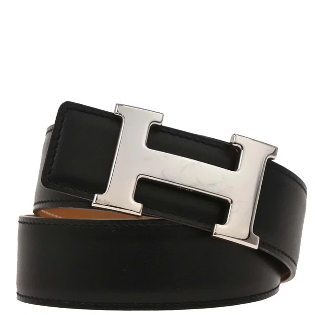 Hermès Black Gold Box Calf Constance Reversible Belt #65 Small Good in Black Box leather from AMORE Vintage Tokyo