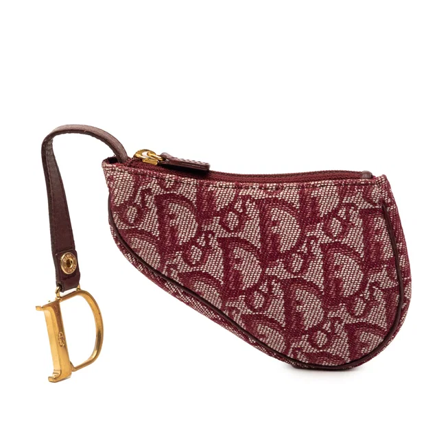 Red Dior Diorissimo Trotter Saddle Coin Pouch in Red Canvas from Designer Revival