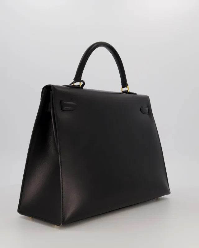 Hermès Vintage Kelly 35 Sellier Bag in Black Box leather from Sellier, photo 9 of 22