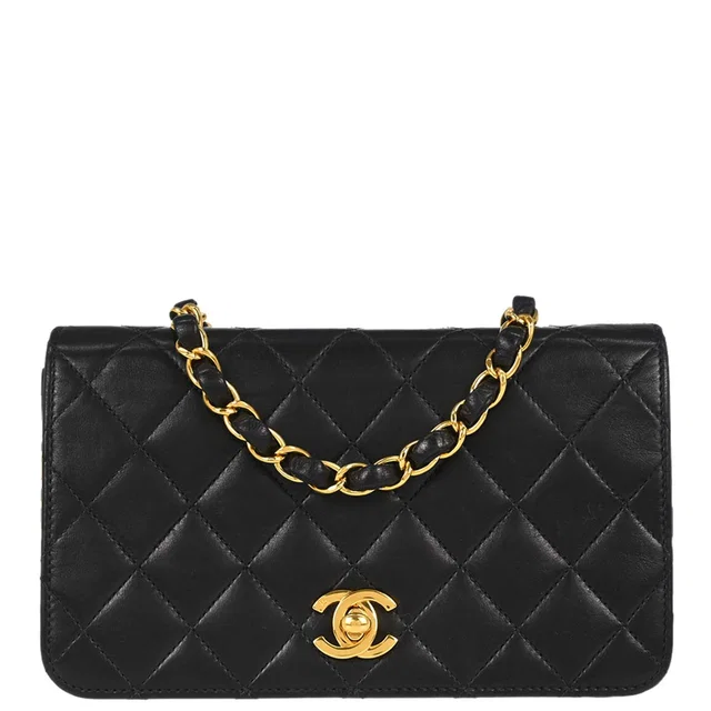 Chanel 2004-2005 Black Lambskin Turnlock Mini Full Flap Shoulder Bag in Black Lambskin from AMORE Vintage Tokyo
