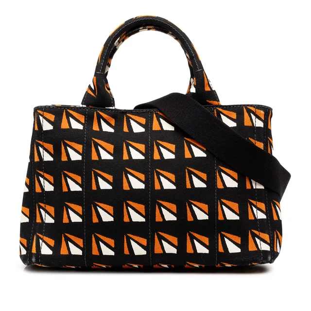 Orange Prada Canapa Canvas Satchel in Orange Canvas from Designer Revival