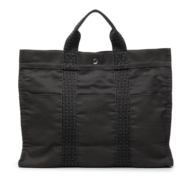 Gray Hermès Canvas Herline MM Tote Bag in Grey Canvas from Designer Revival