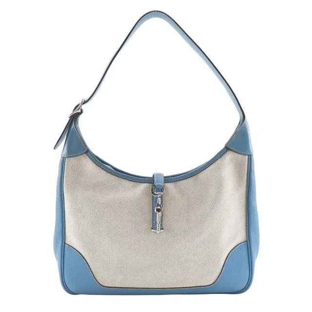 Hermès Trim 31 Toile H Taurillon Clemence Natural Blue Jean C in Beige Clemence leather from The Reluxe