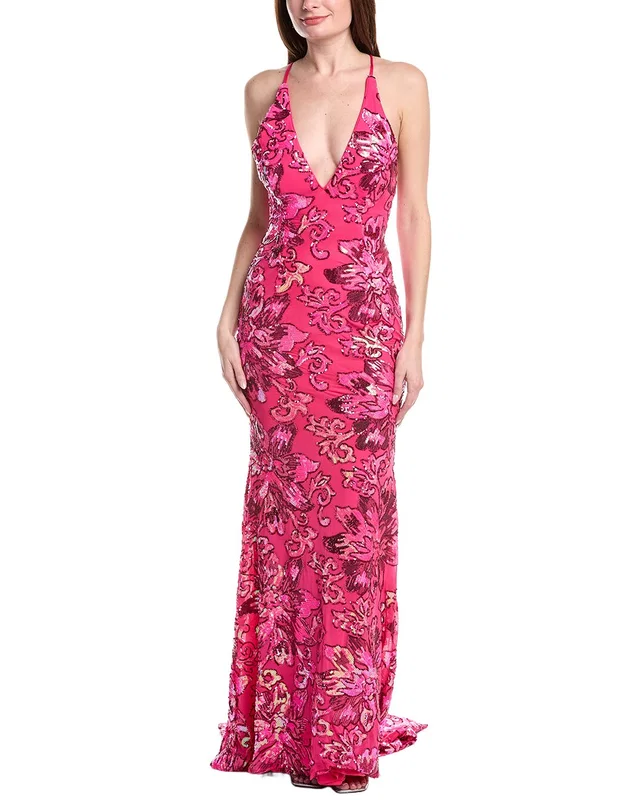 Jovani V-Neck Tie Back Sheath Dress, image 1 of 1 from Gilt