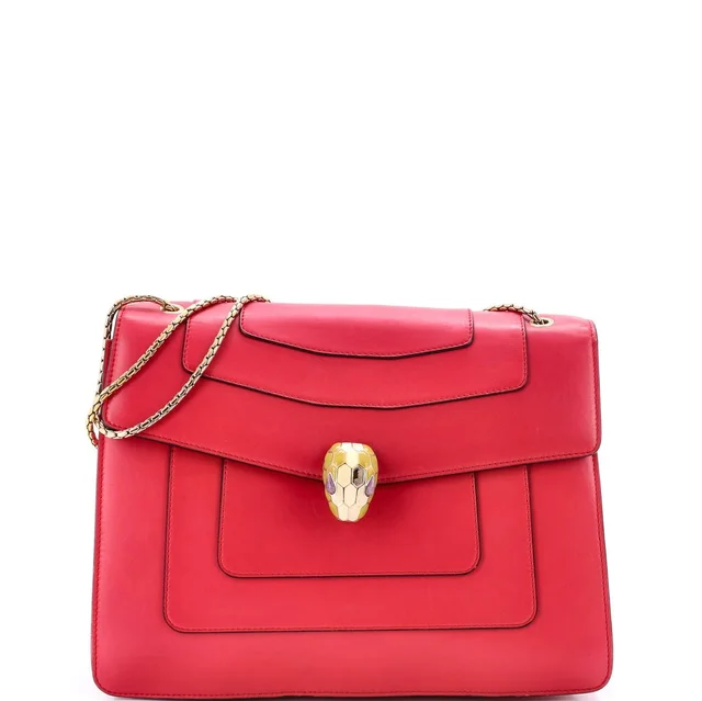 Bvlgari Serpenti Forever Square Shoulder Bag Leather Large in pink Leather from Rebag