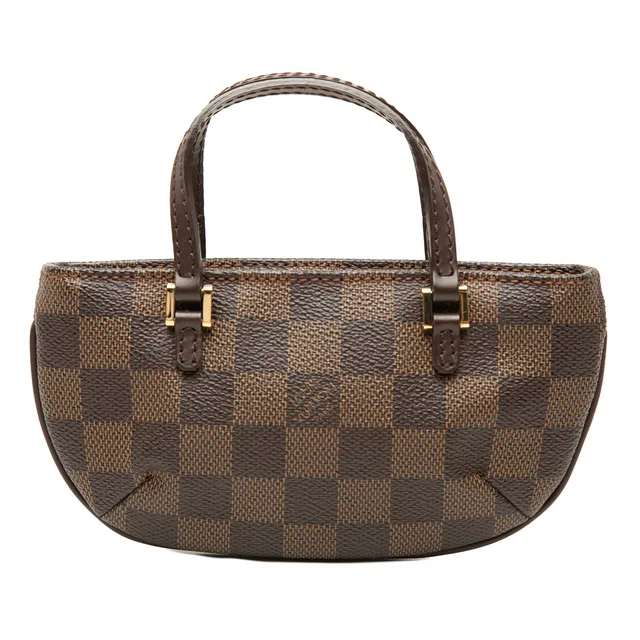 Brown Louis Vuitton Damier Ebene Manosque Pochette Handbag in Brown Leather from Designer Revival