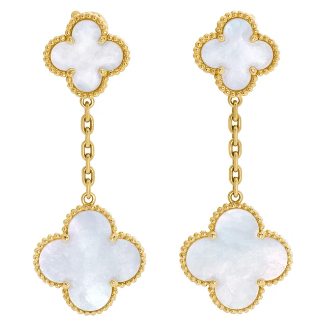 Van Cleef & Arpels Magic Alhambra earrings 2 motifs in Yellow Gold from Gray And Sons