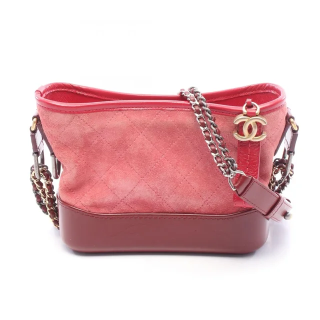 Shoulder Bag Gabrielle de Chanel Small Hobo Pink Wine Red Suede Leather in Burgundy Suede from The Reluxe