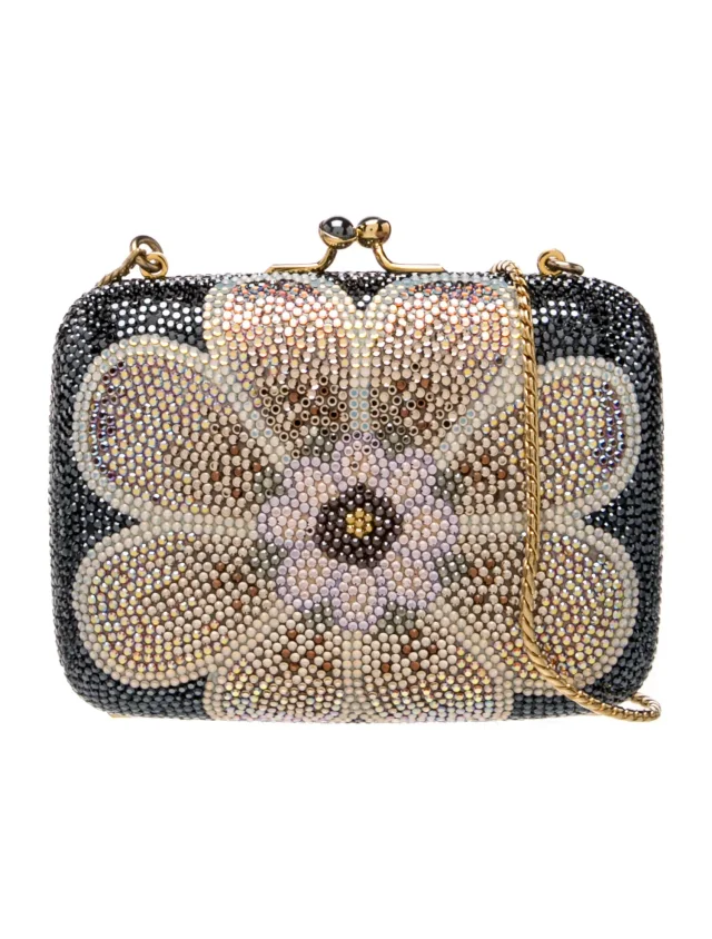 Judith Leiber Crystal Minaudière in black Leather from The RealReal