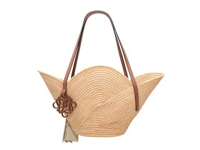 Tan Loewe Raffia Petal Tote Bag in Brown Raffia from Designer Revival, photo 1 of 1