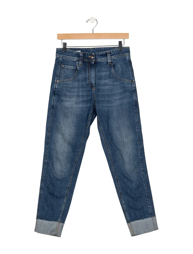 Brunello Cucinelli Mid-Rise Straight Leg Jeans in blue from The RealReal