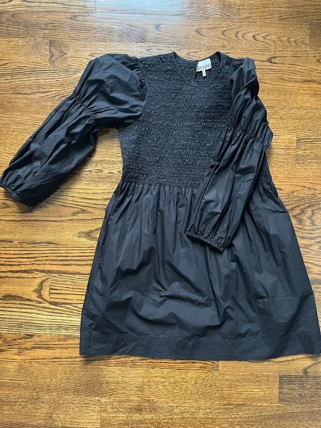 GANNI Smocked Dress in black from Poshmark