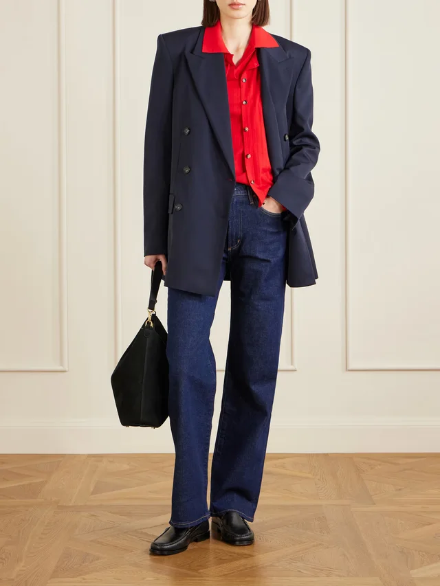 ALLUDE Pointelle-knit wool polo top in Red, photo 2 of 2 from NET-A-PORTER (Canada)