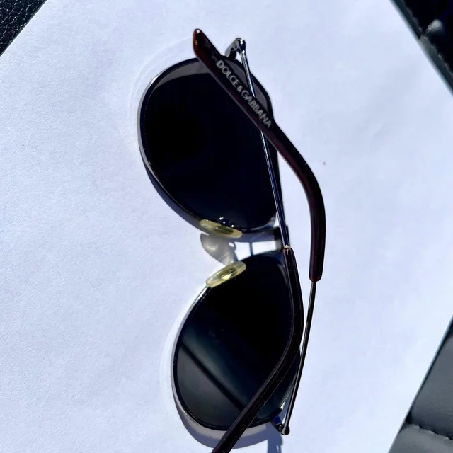 Dolce & Gabbana Women's Aviator Sunglasses - Silver/White in white|gray|silver from Depop, photo 5 of 5