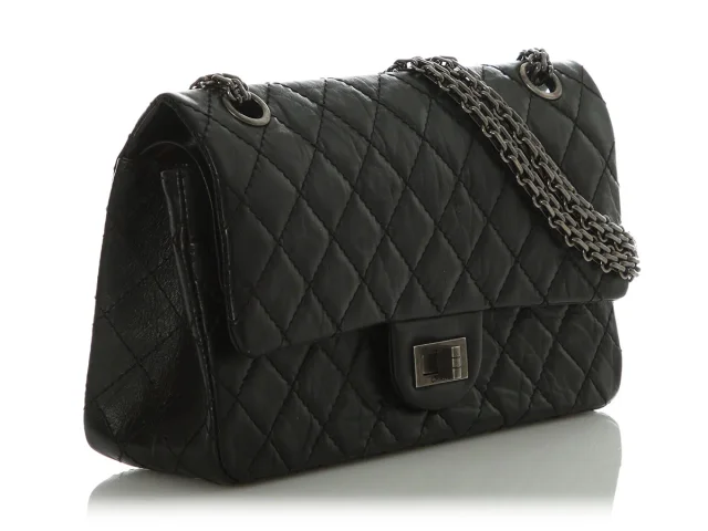Chanel Quilted Distressed Calfskin Reissue 225 in Black Calfskin from Ann's Fabulous Finds, photo 6 of 10