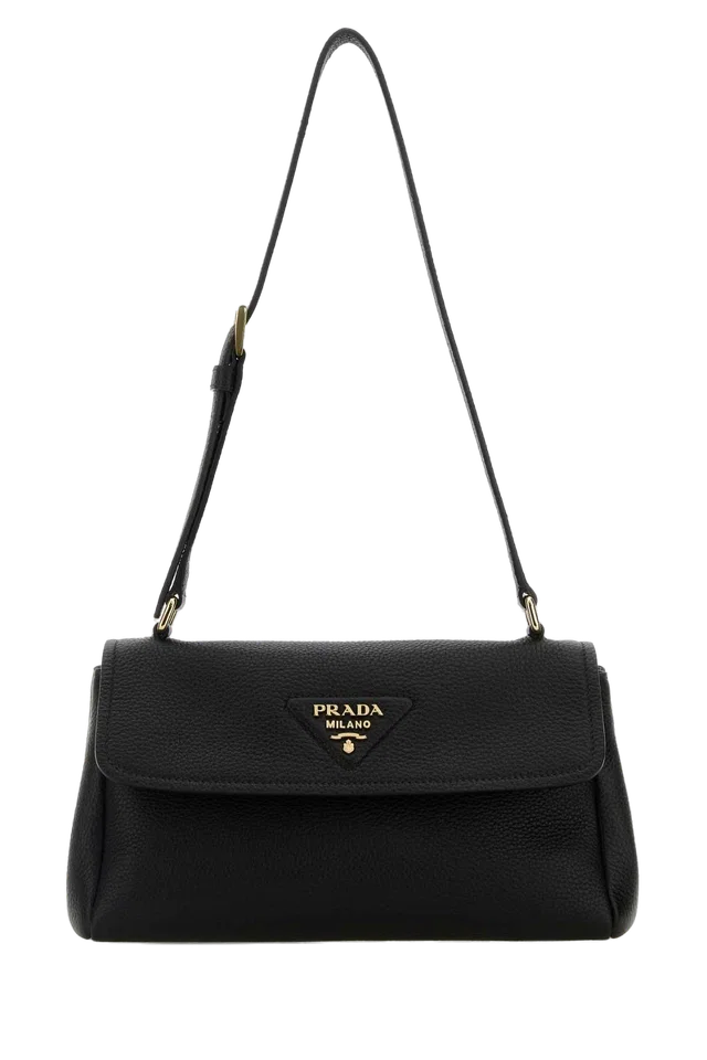 Prada Vitello Leather Shoulder Bag — Black in Black Leather from HEWI