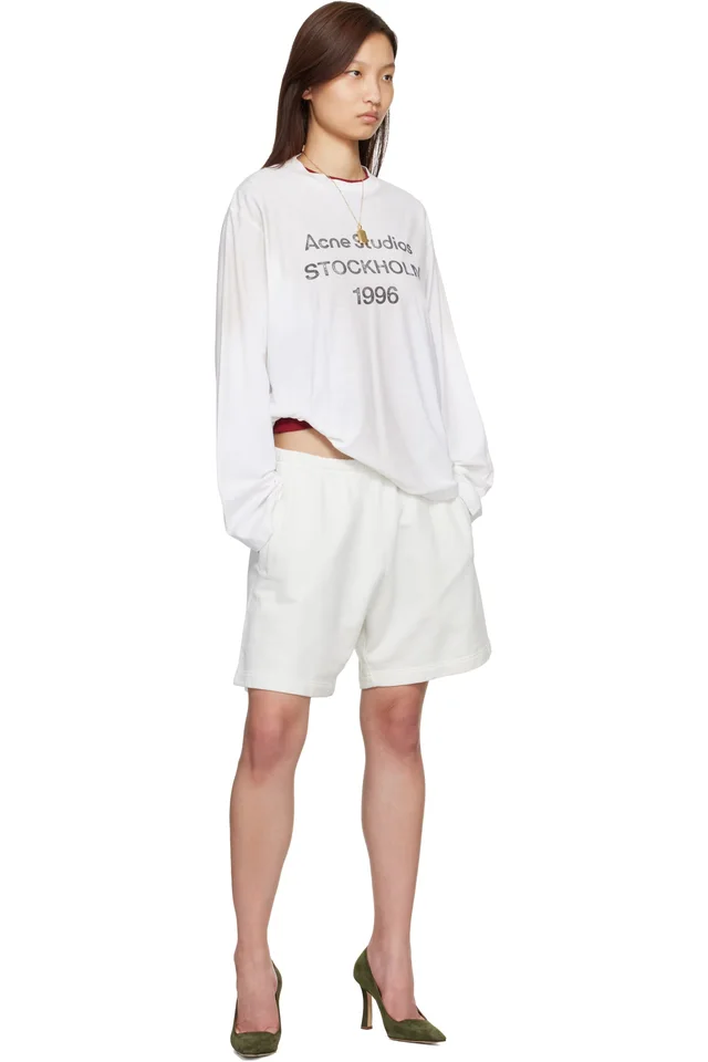 Acne Studios White Cotton Shorts, photo 5 of 5 from SSENSE