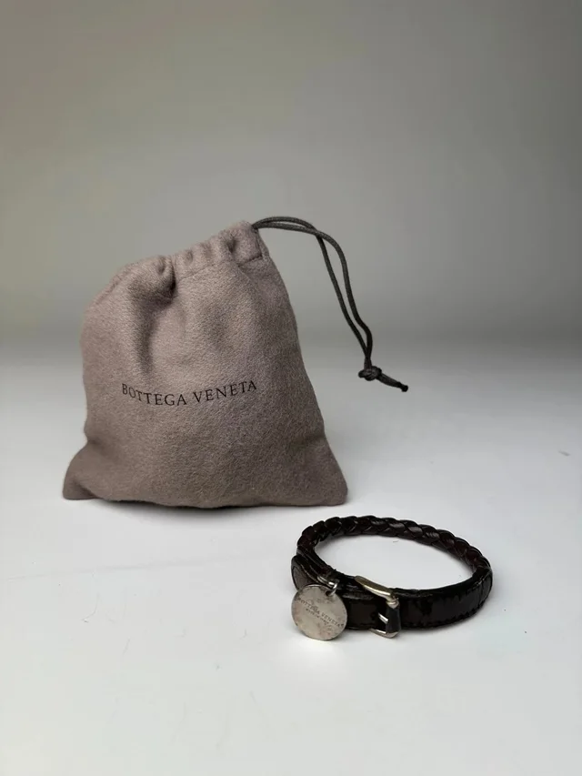 Bottega Veneta Vintage Woven Leather Bracelet Dark Brown Silver in brown|red Woven leather from Grailed, photo 1 of 1